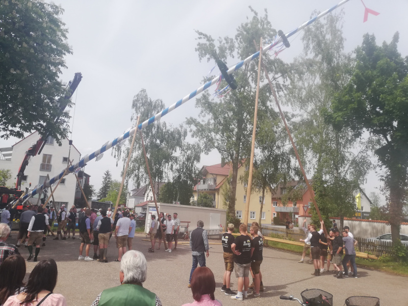 Maibaum aufstellen in Staudinger